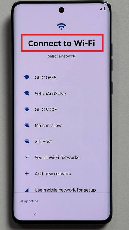 Wi-Fi connection screen