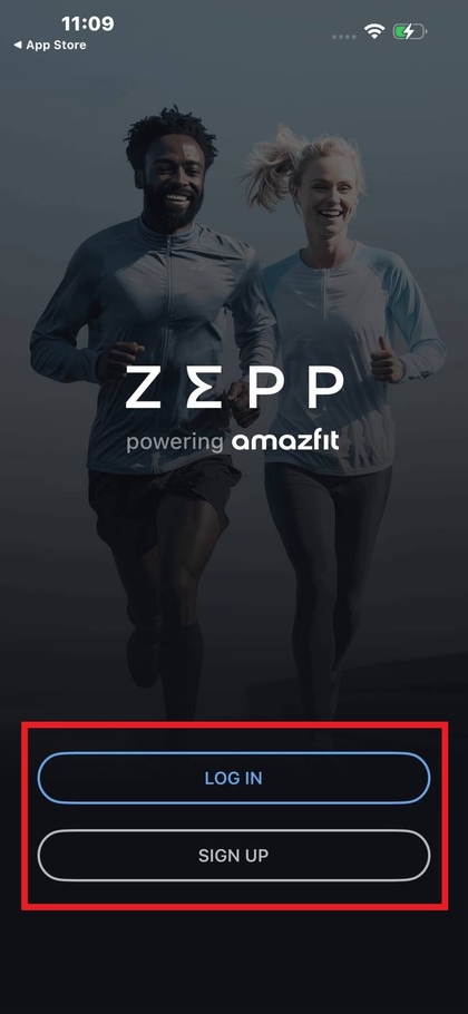 Logging into Zepp account on iPhone