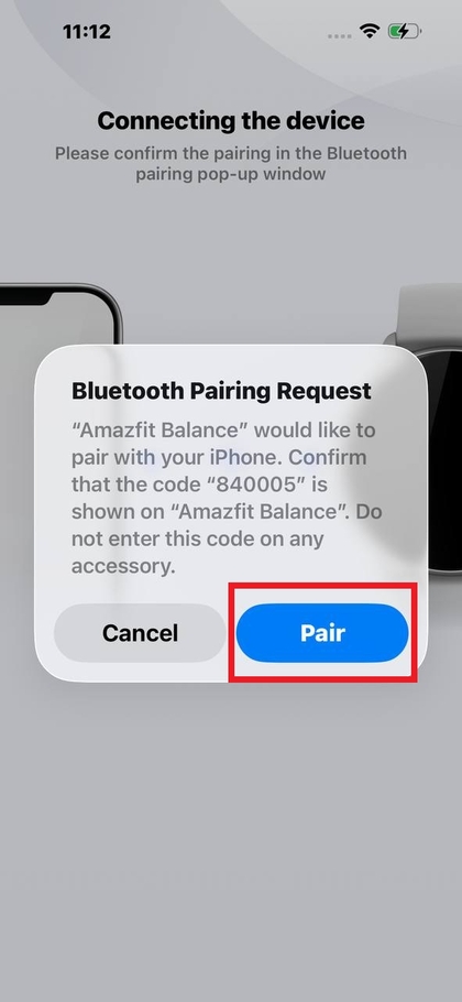 Pairing Amazfit Balance with iPhone