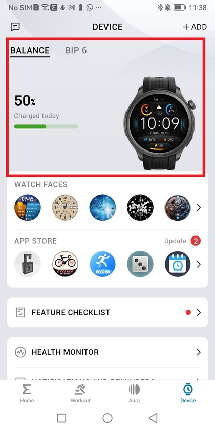 Completing the Amazfit Balance setup process