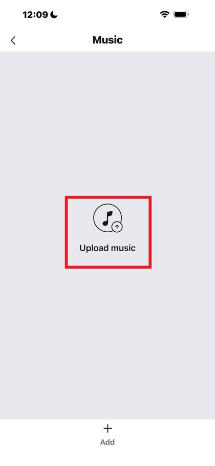 Upload music interface in Zepp app