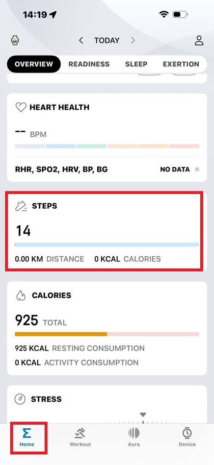 Zepp app showing detailed step statistics on a smartphone