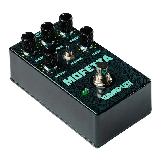 Wampler Mofetta Overdrive/Distortion Quick Reference Manual