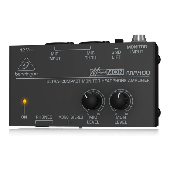 Behringer MICROMON MA400 Manual