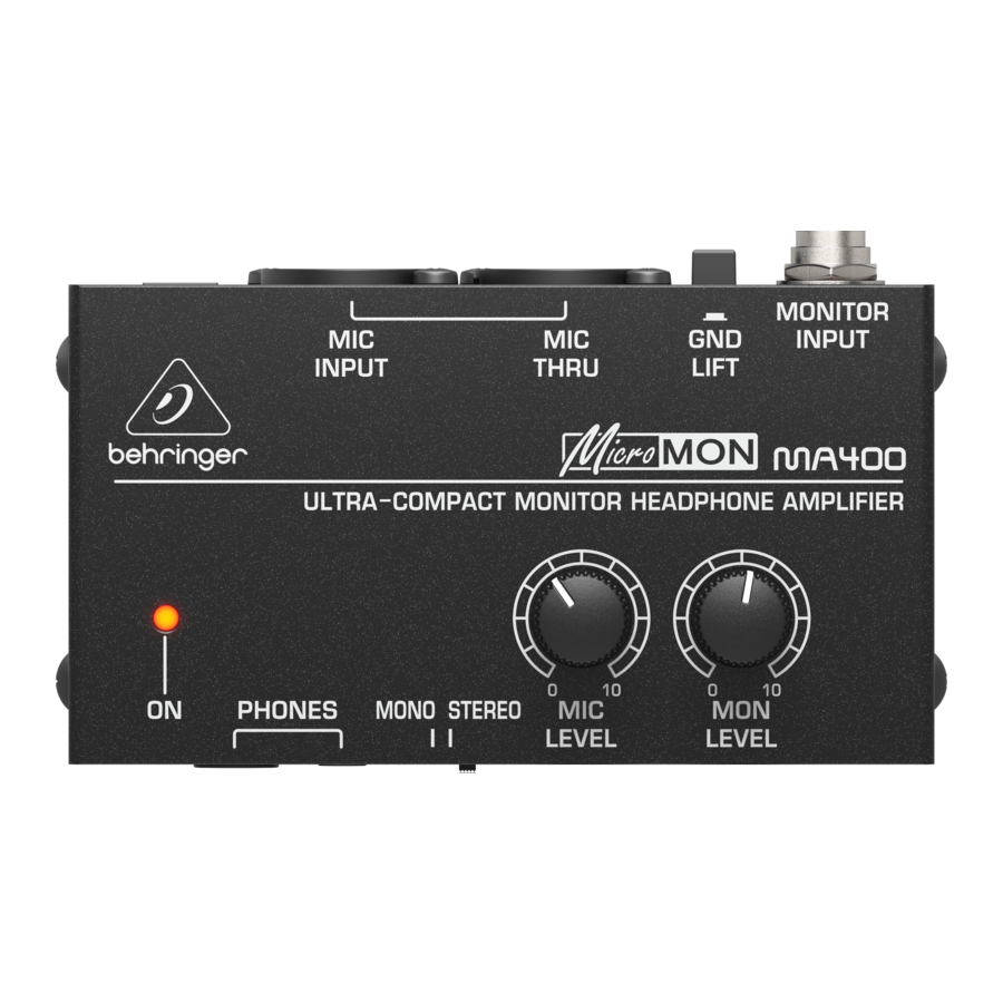 Behringer MICROMON MA400 Manual