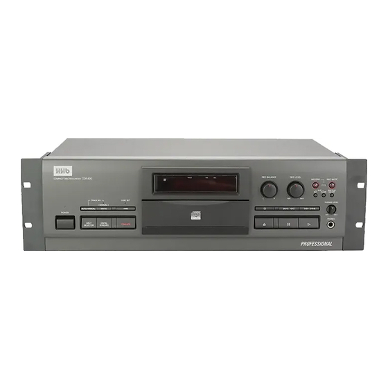 HHB CDR800 Quick Reference Manual