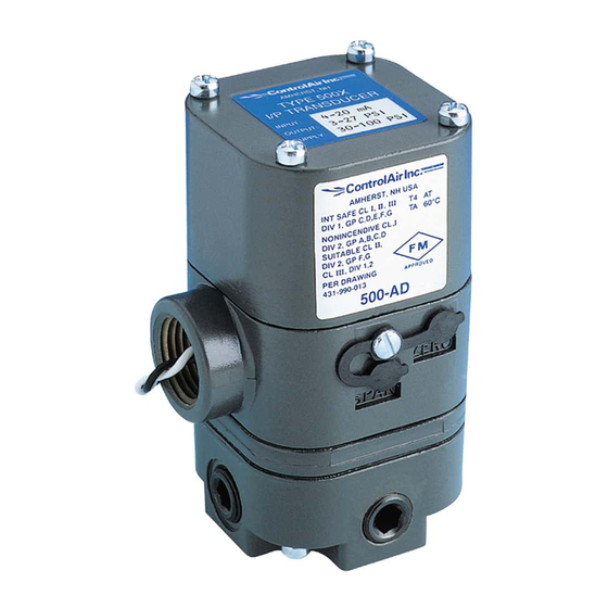 controlair 500 Series Installation, Operation And Maintenance Instructions