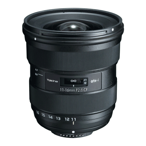 Tokina Cinema ATX 11-16 mm Instruction Manual