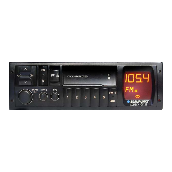 Blaupunkt Lubeck CC 22 Fitting Instructions Manual