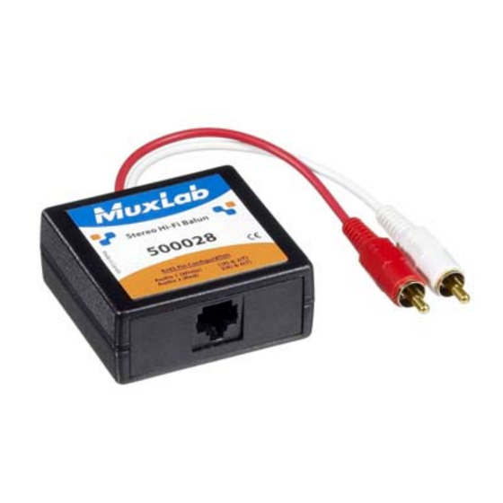 MuxLab Stereo Hi-Fi Balun Quick Installation Manual