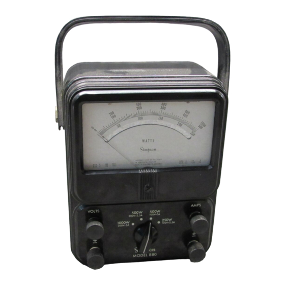 Simpson 880 WATTMETER Operator's Manual