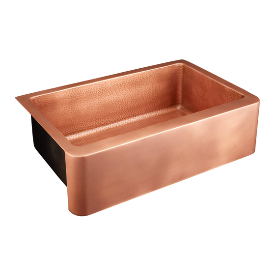 Signature Hardware COPPER FARMHOUSE SINK Quick Start Manual