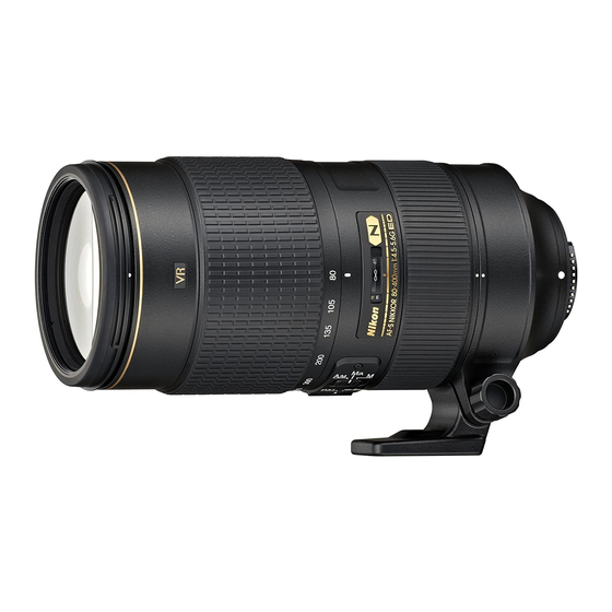 Nikon AF VR Zoom-NIKKOR 80-400mm f/4.5-5.6D Instruction Manual