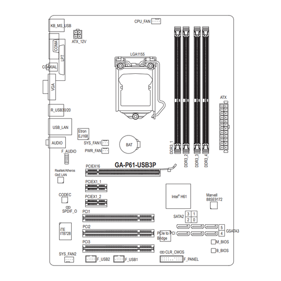 User Manuals: Gigabyte GA-P61-USB3P Chipset motherboard