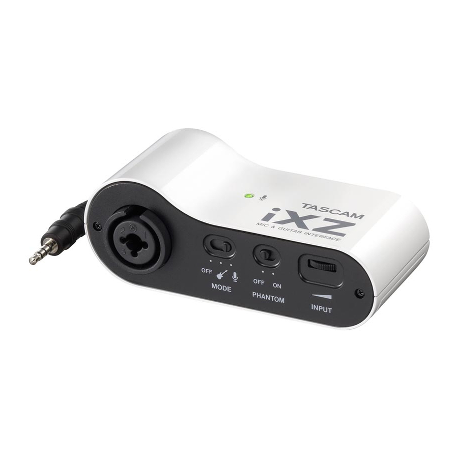 Tascam iXZ - Mic & Guitar Interface Manual