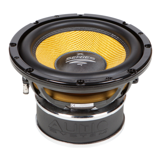 Audio System X 10 X-ION Series Woofer User Manual