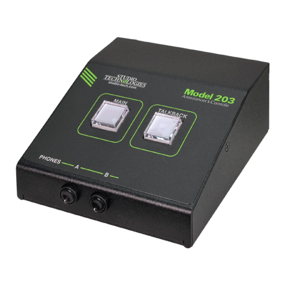 Studio Technologies 203 User Manual