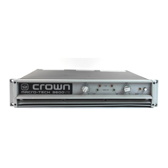 Crown Macro-Tech 3600VZ Reference Manual