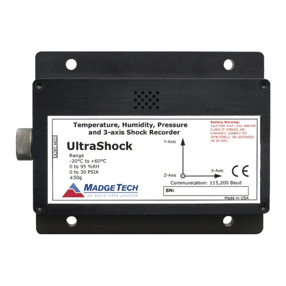 MadgeTech UltraShock Series Product Information Card