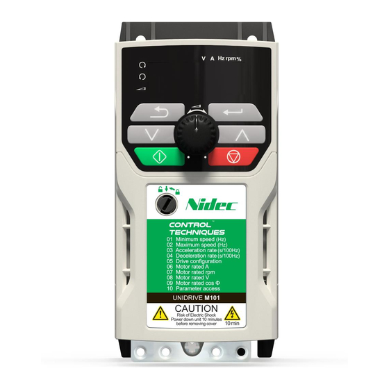 Nidec Unidrive M101 Quick Start Manuals