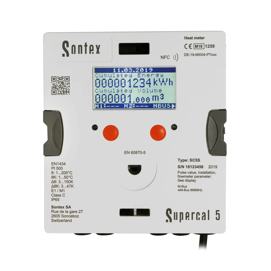 Sontex Supercal 5 Thermal Energy Meter Manuals