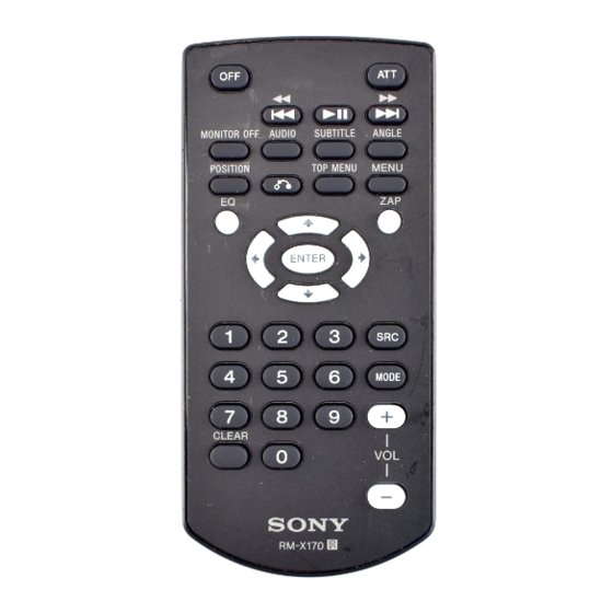 Sony Remote Commander RM-X170 Instructions