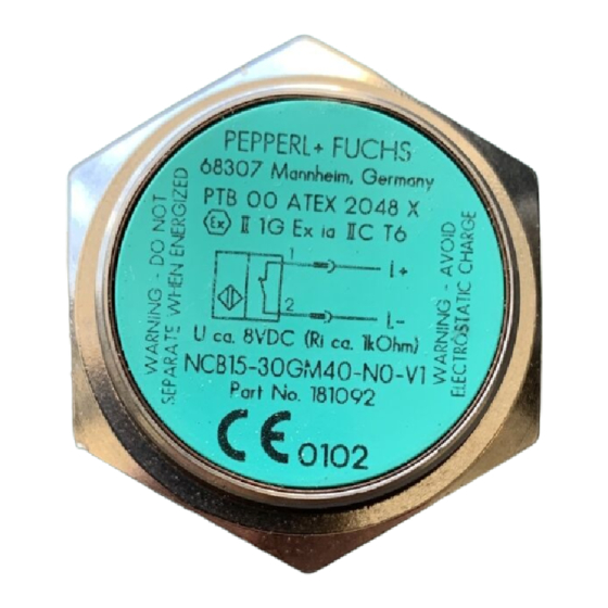 Pepperl+Fuchs NCB15-30GM40-N0-V1 Instruction Manual
