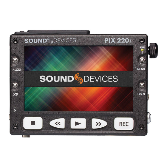 Sound Devices PIX 240i User Manual And Technical Information