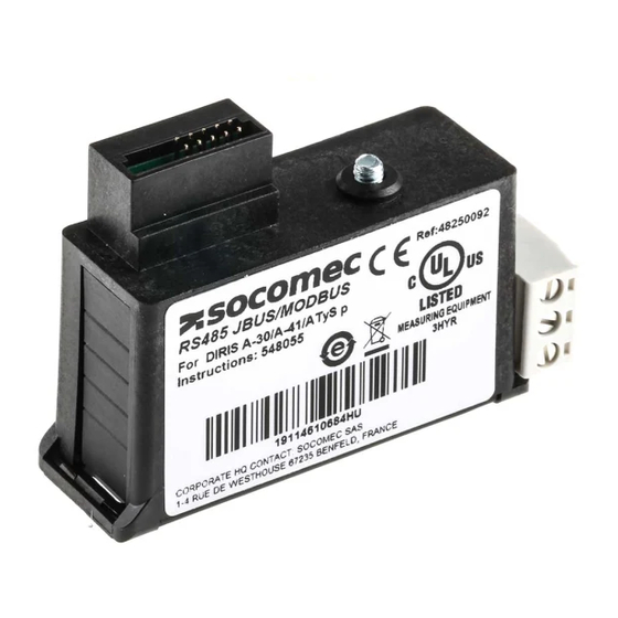 socomec DIRIS A40 Operating Instructions Manual