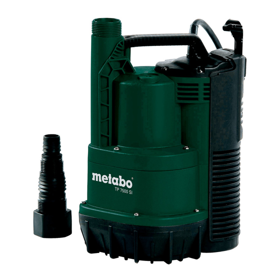 Metabo TP 7500 Si Operating Instructions Manual