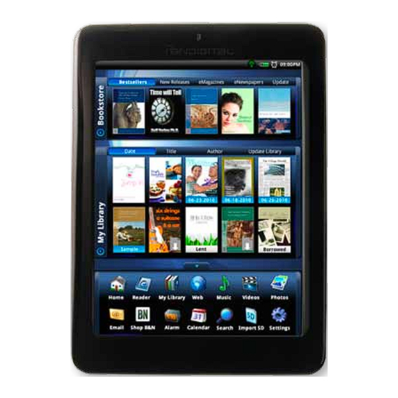 Barnes & Noble 7" COLOR MULTIMEDIA EREADER PRD07T20WBL1 Specifications