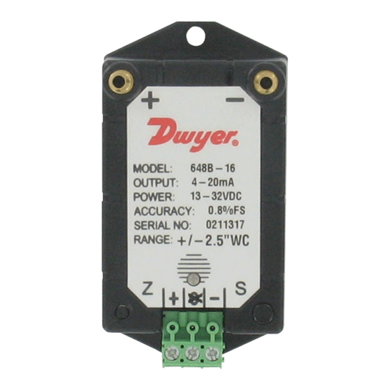 Dwyer Instruments 648B Series Installation And Operating Instructions
