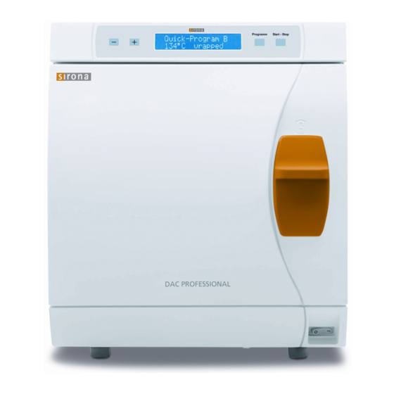 Sirona DAC PROFESSIONAL Dental Autoclave Manuals