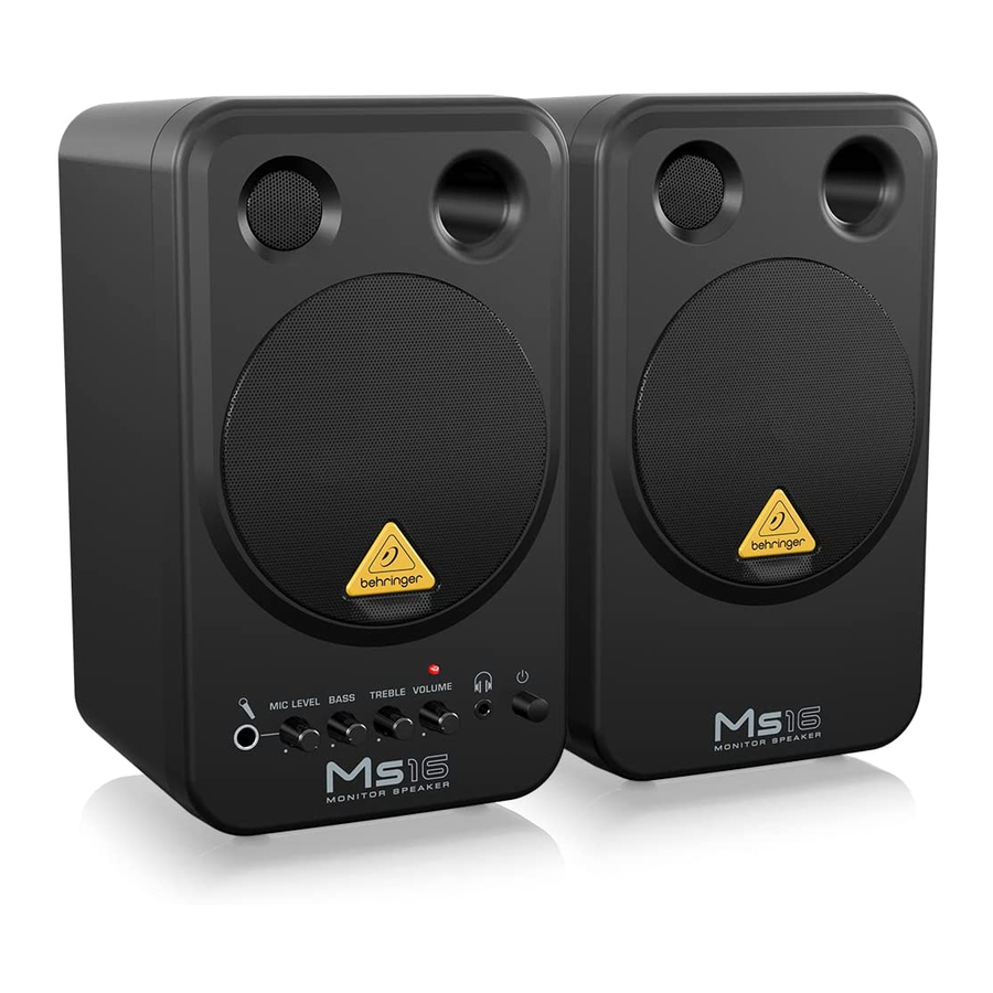 Behringer Monitor Speakers MS16 User Manual