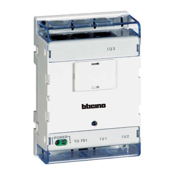 Bticino 323008 Quick Start Manual