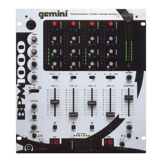 Gemini BPM-1000 Manual