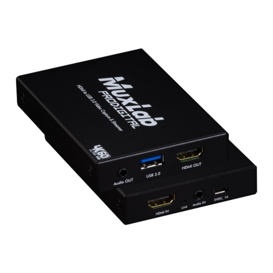 User Manuals: MuxLab PRODIGITAL 500467 Capture Streamer