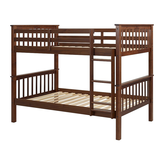 Walker Edison Twin over Twin Solid Wood Bunk Bed BWTOTMS Assembly Instructions Manual