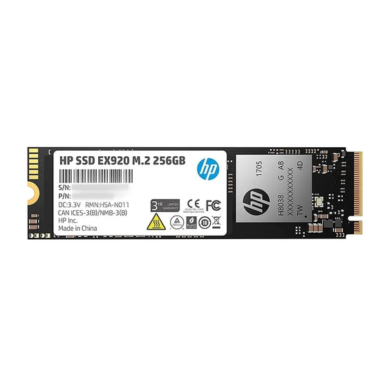 HP EX920 M.2 Quick Start Manual