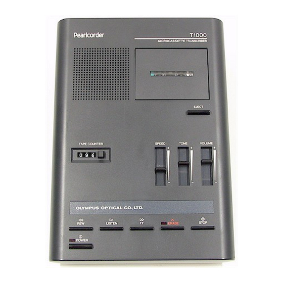 Olympus T1000 - Pearlcorder Microcassette Transcriber Instruction Manual