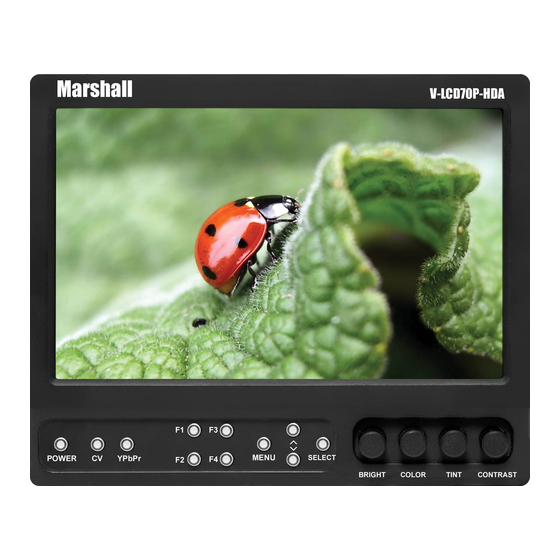 Marshall Electronics V-LCD70P-HDA Operating Instructions Manual