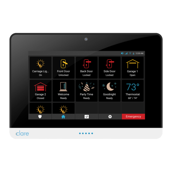 Clare Controls ClareHome Touch Panel Quick Start Manual