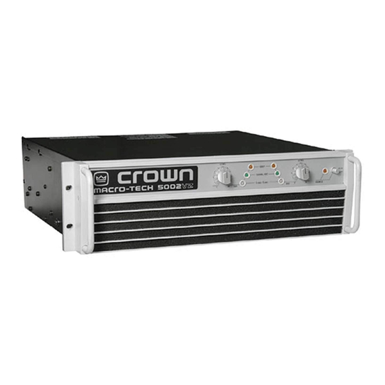 Crown Macro-Tech 5002VZ Reference Manual