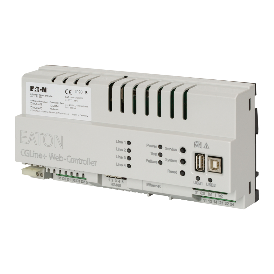 Eaton CGLine+ Web Controller Installation And Operating Instructions Manual