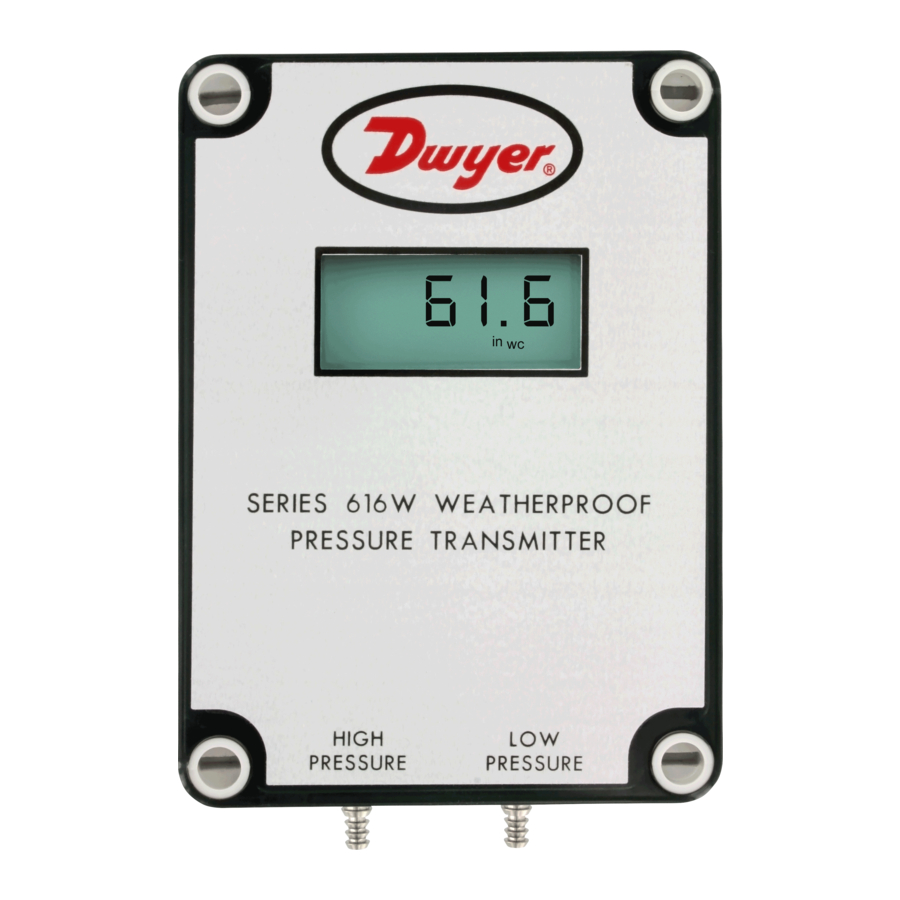 Dwyer Instruments 616W-2 Installation And Operating Instructions