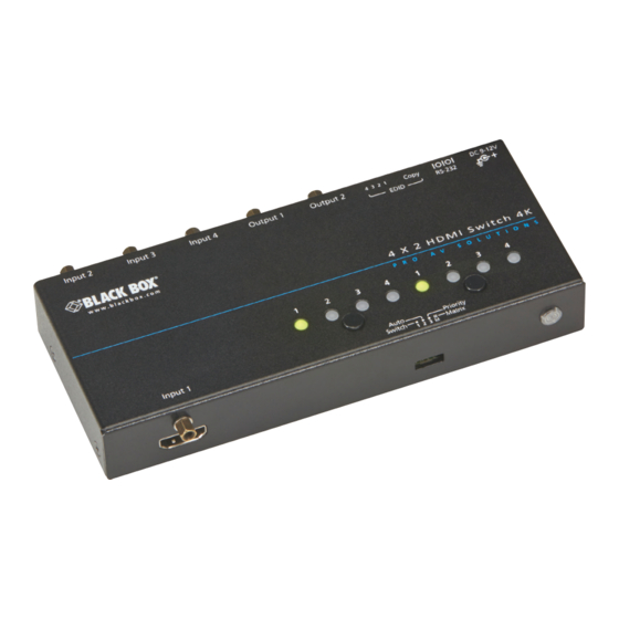 Black Box VSW-HDMI2X2-4K Matrix Switch Manuals