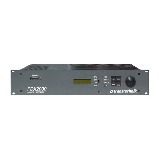 User Manuals: ETC transtechnik FDX2000 Processor