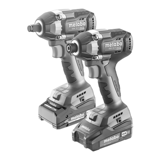 Metabo SSD 18 LT 200 BL Operating Instructions Manual