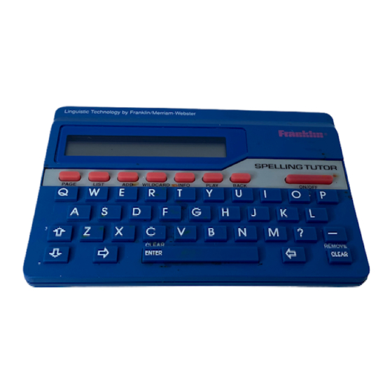 Franklin Spelling Tutor SA-50 Operating Instructions
