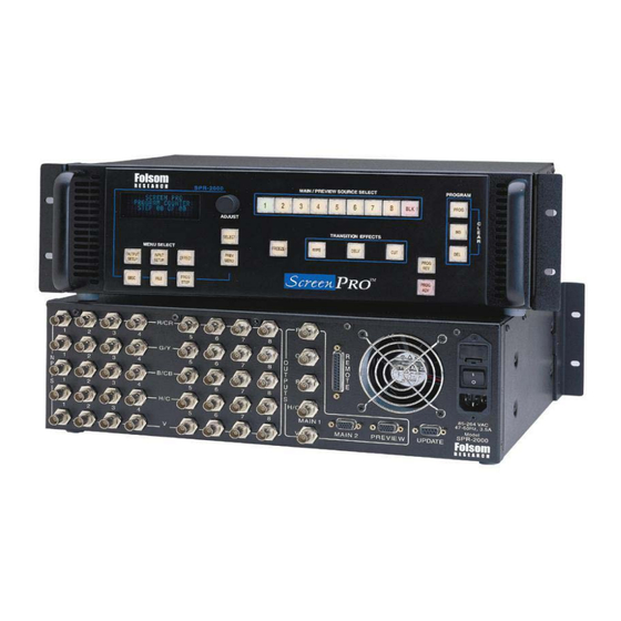 FOLSOM ScreenPro SPR-2000 Installation And Operator's Manual